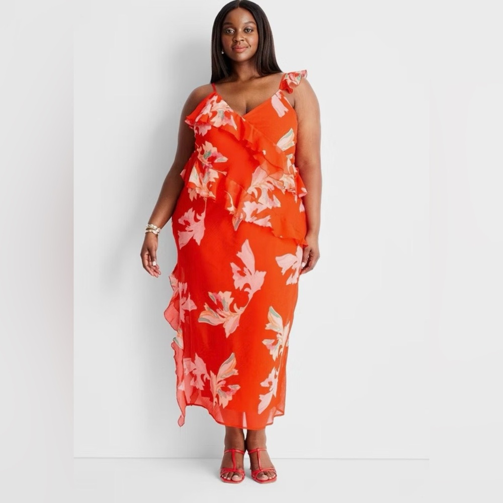 🪻 NWT Future Collective Floral Maxi Dress Size XXL - Picture 2 of 8